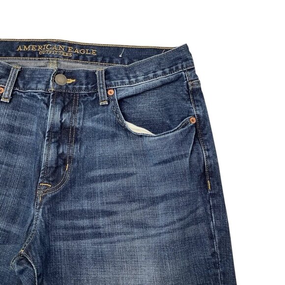 American Eagle Outfitters Slim Straight Blue Denim Jeans Mens Size 34X33 - Picture 5 of 10